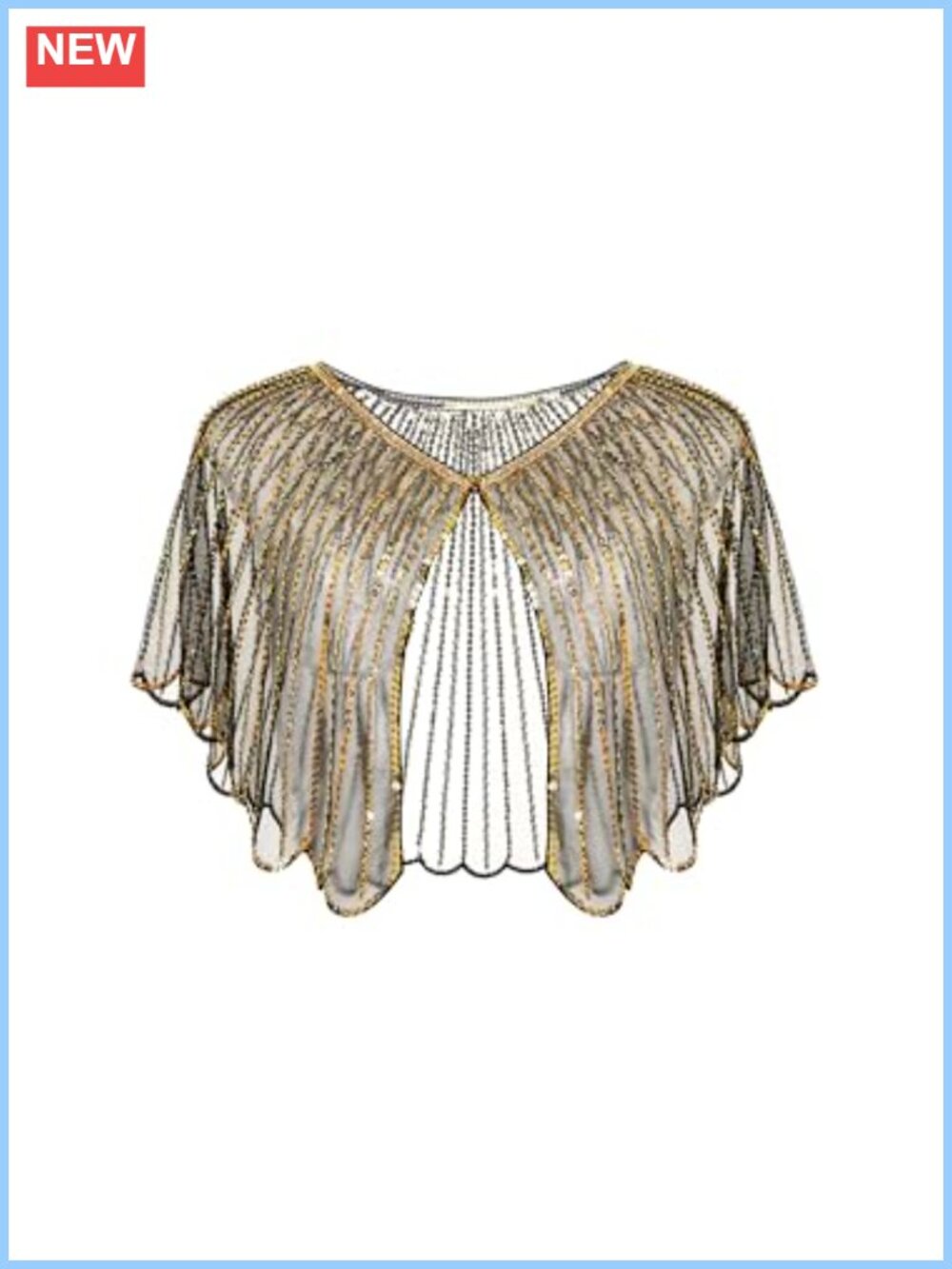 BABEYOND Sequin Beaded Shawl Wrap Evening Cape 1920s Gatsby Cover Up